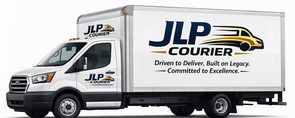 JLP Courier branded box truck